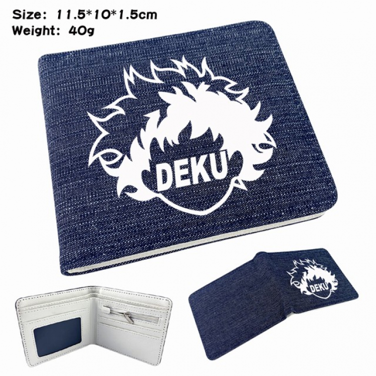 My Hero Academia  Deku Anime Printed denim color picture bi-fold wallet 11.5X10X1.5CM 40G