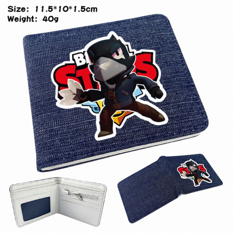 Brawl Stars Anime Printed denim color picture bi-fold wallet 11.5X10X1.5CM 40G