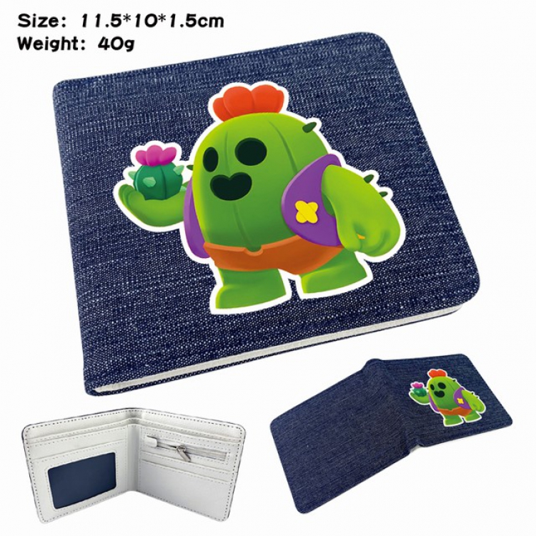 Brawl Stars Anime Printed denim color picture bi-fold wallet 11.5X10X1.5CM 40G