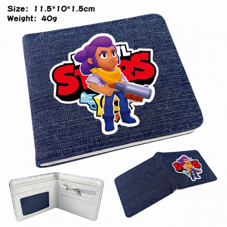 Brawl Stars Anime Printed denim color picture bi-fold wallet 11.5X10X1.5CM 40G