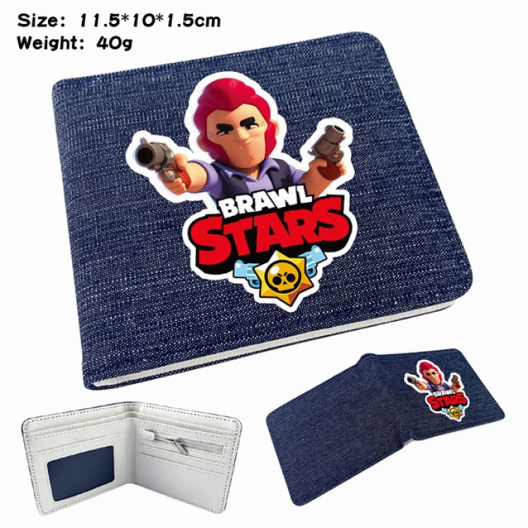 Brawl Stars Anime Printed denim color picture bi-fold wallet 11.5X10X1.5CM 40G