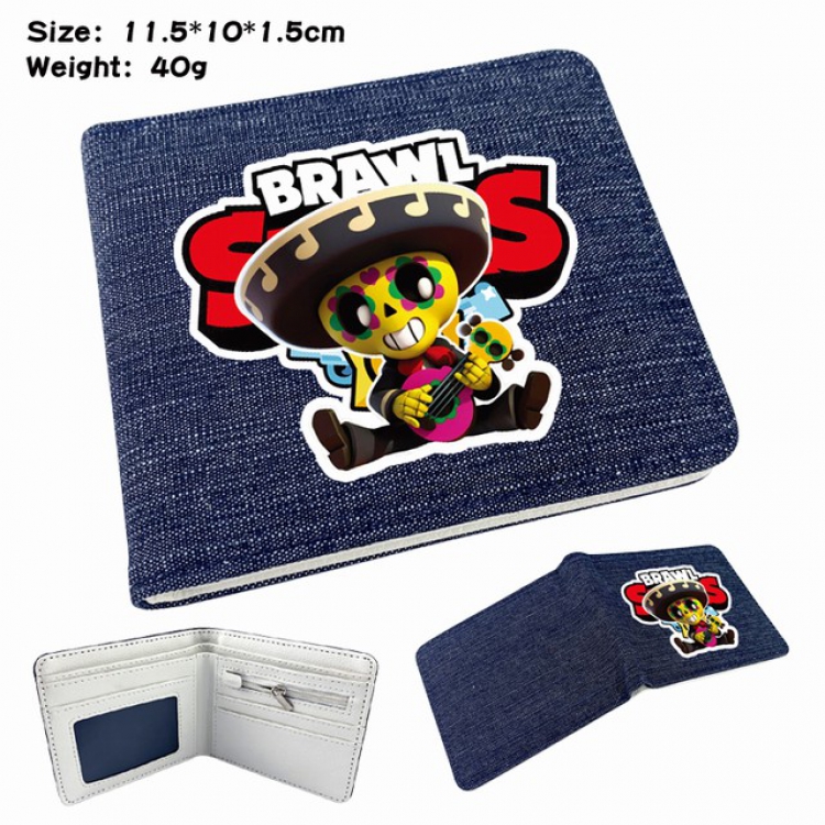 Brawl Stars Anime Printed denim color picture bi-fold wallet 11.5X10X1.5CM 40G