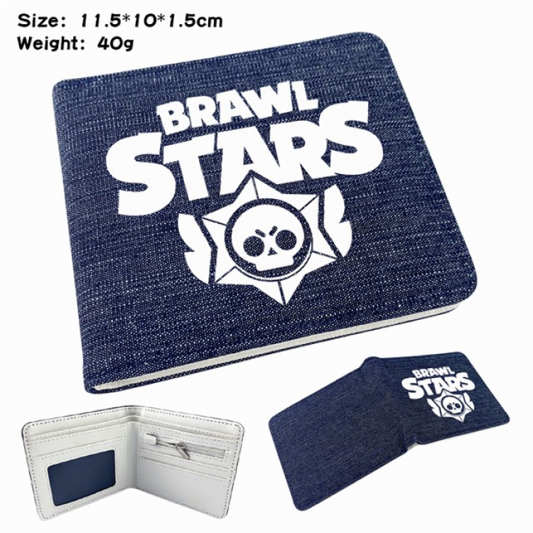 Brawl Stars Anime Printed denim color picture bi-fold wallet 11.5X10X1.5CM 40G