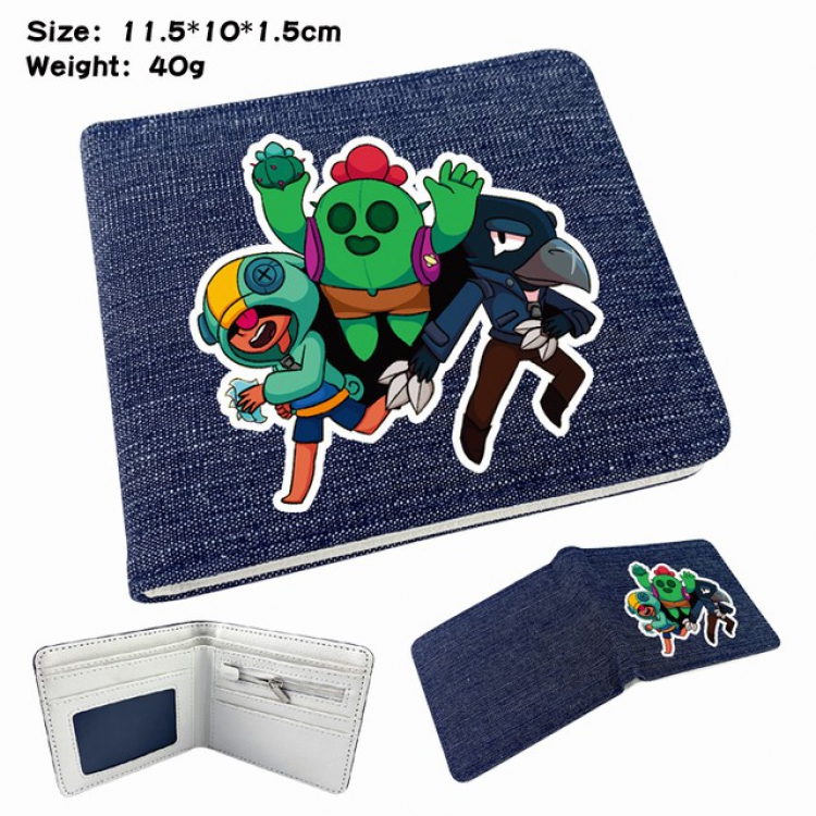 Brawl Stars Anime Printed denim color picture bi-fold wallet 11.5X10X1.5CM 40G