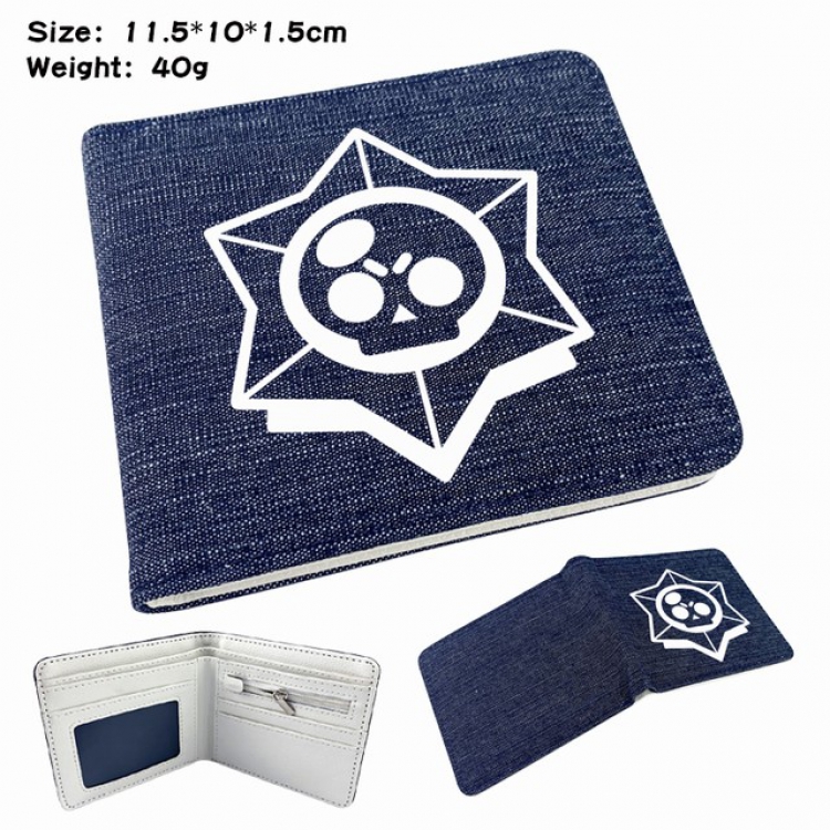 Brawl Stars Anime Printed denim color picture bi-fold wallet 11.5X10X1.5CM 40G