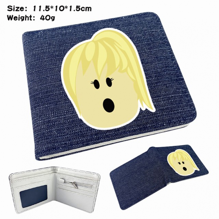 Roblox Anime Printed denim color picture bi-fold wallet 11.5X10X1.5CM 40G