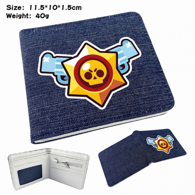 Brawl Stars Anime Printed denim color picture bi-fold wallet 11.5X10X1.5CM 40G