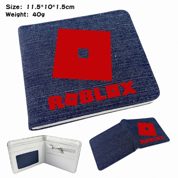 Roblox Anime Printed denim color picture bi-fold wallet 11.5X10X1.5CM 40G