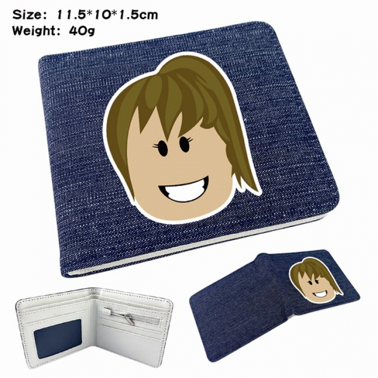 Roblox Anime Printed denim color picture bi-fold wallet 11.5X10X1.5CM 40G