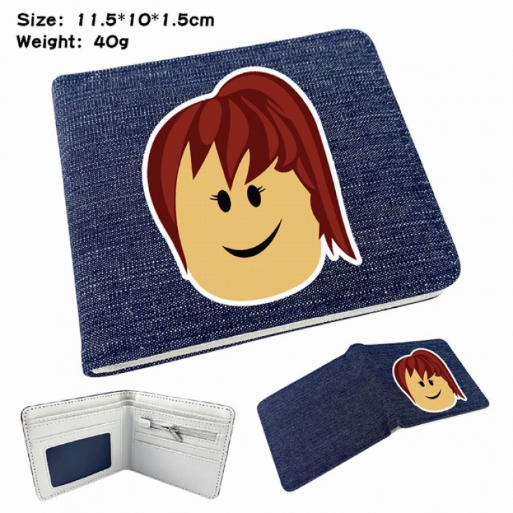 Roblox Anime Printed denim color picture bi-fold wallet 11.5X10X1.5CM 40G