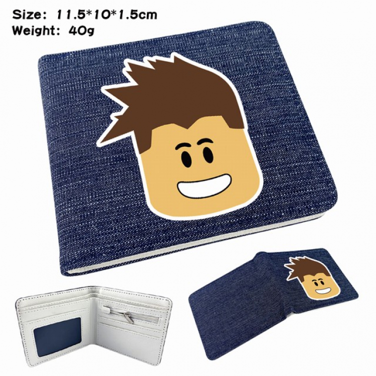 Roblox Anime Printed denim color picture bi-fold wallet 11.5X10X1.5CM 40G