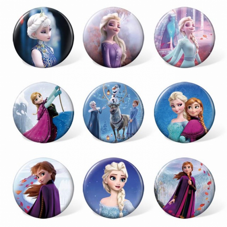 Frozen Circle a set of 9 Round cloth badge brooch 58MM Style C