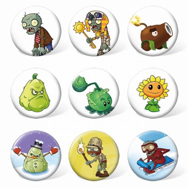 Plants vs. Zombies Circle a set of 9 Round cloth badge brooch 58MM Style B