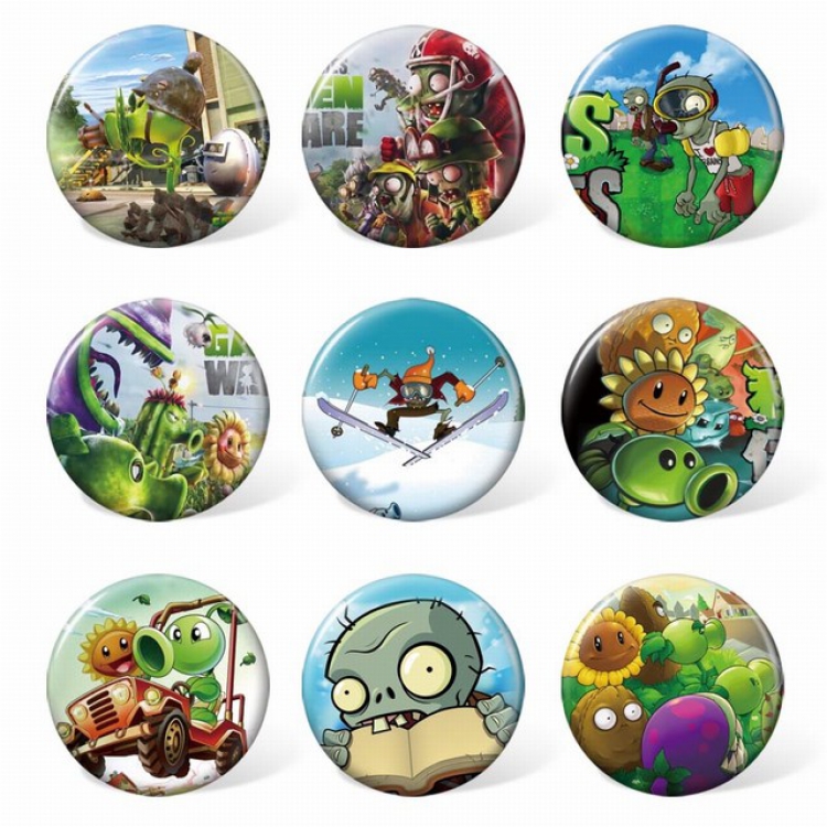 Plants vs. Zombies Circle a set of 9 Round cloth badge brooch 58MM Style E