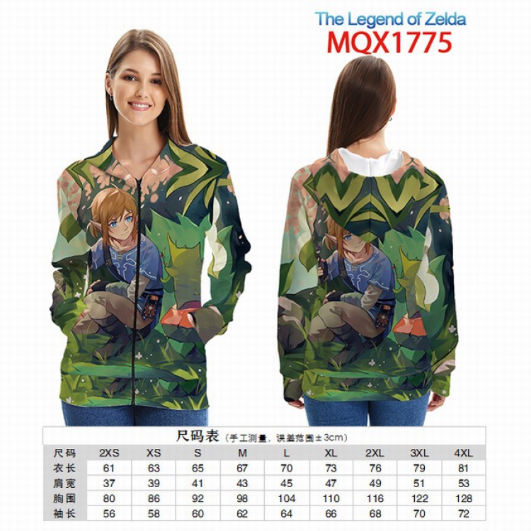 The Legend of Zelda Full color zipper hooded Patch pocket Coat Hoodie 9 sizes from XXS to 4XL MQX 1775