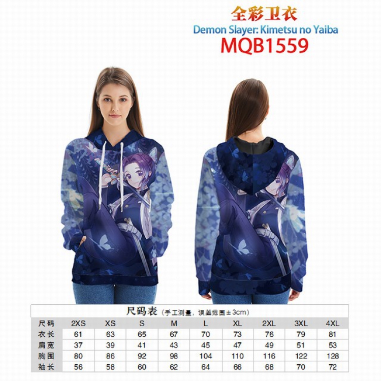 Demon Slayer Kimets Full color zipper hooded Patch pocket Coat Hoodie 9 sizes from XXS to 4XL MQB1559