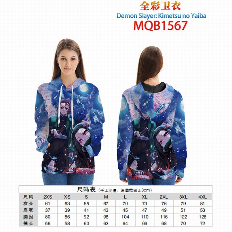 Demon Slayer Kimets Full color zipper hooded Patch pocket Coat Hoodie 9 sizes from XXS to 4XL MQB1567