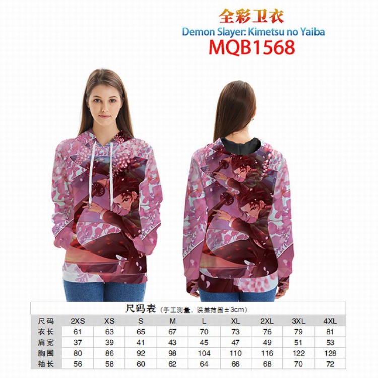 Demon Slayer Kimets Full color zipper hooded Patch pocket Coat Hoodie 9 sizes from XXS to 4XL MQB1568