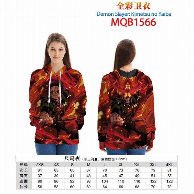 Demon Slayer Kimets Full color zipper hooded Patch pocket Coat Hoodie 9 sizes from XXS to 4XL MQB1566