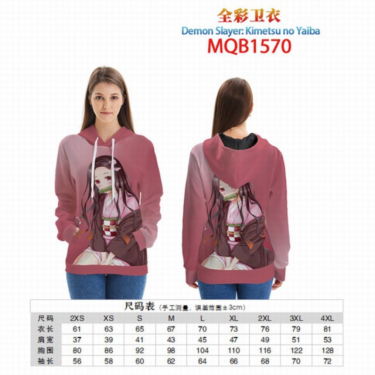 Demon Slayer Kimets Full color zipper hooded Patch pocket Coat Hoodie 9 sizes from XXS to 4XL MQB1570
