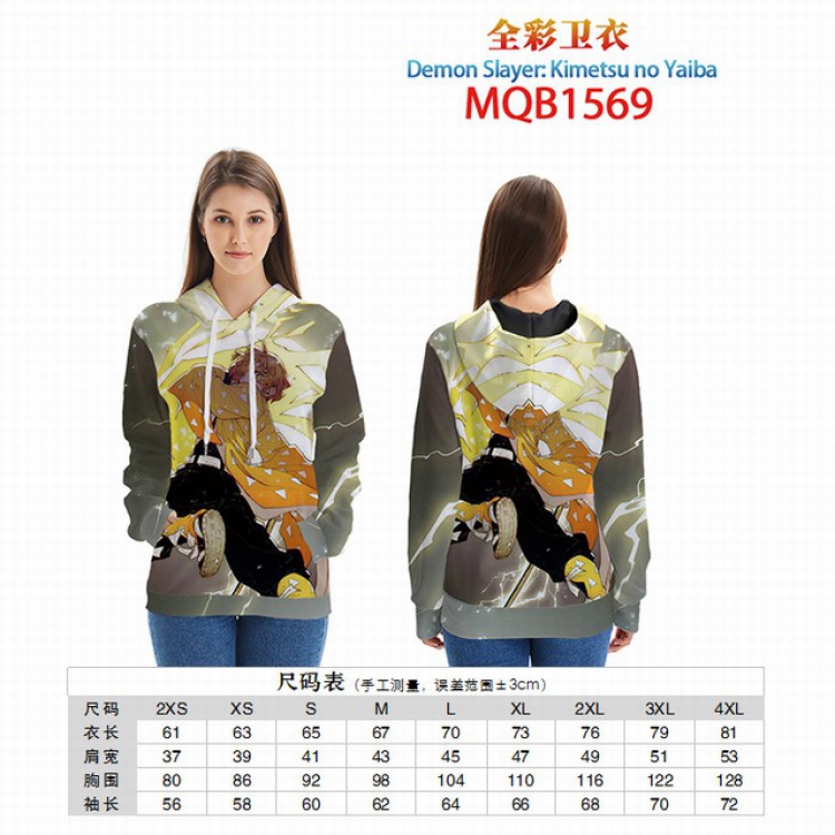 Demon Slayer Kimets Full color zipper hooded Patch pocket Coat Hoodie 9 sizes from XXS to 4XL MQB1569