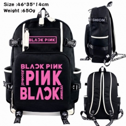 Black Pink Anime Backpack scho...