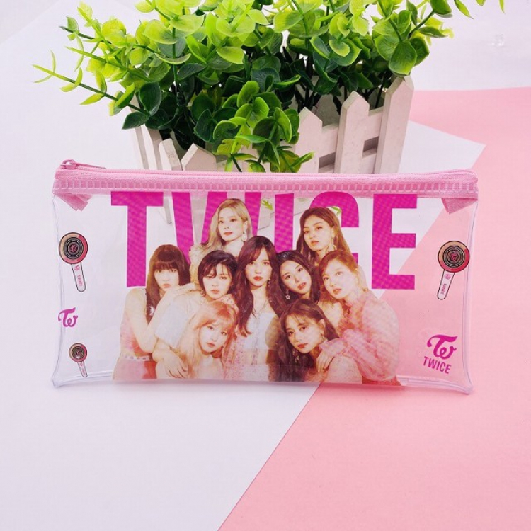 TWICE Color cosmetic bag transparent pen bag storage bag 19.5X10X2CM 19G a set price for 5 pcs
