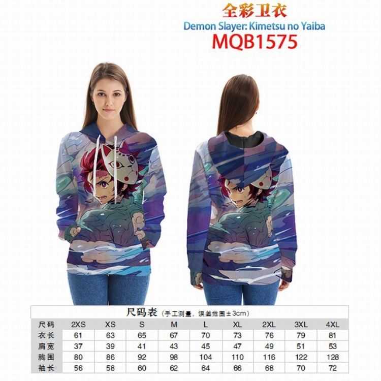 Demon Slayer Kimets Full color zipper hooded Patch pocket Coat Hoodie 9 sizes from XXS to 4XL MQB1575