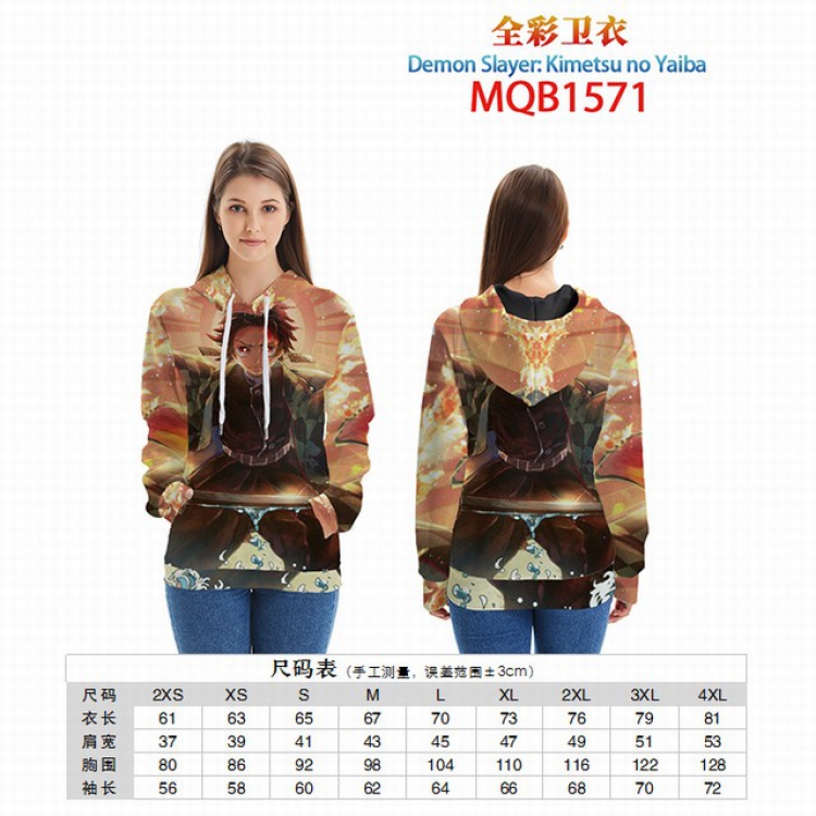 Demon Slayer Kimets Full color zipper hooded Patch pocket Coat Hoodie 9 sizes from XXS to 4XL MQB1571