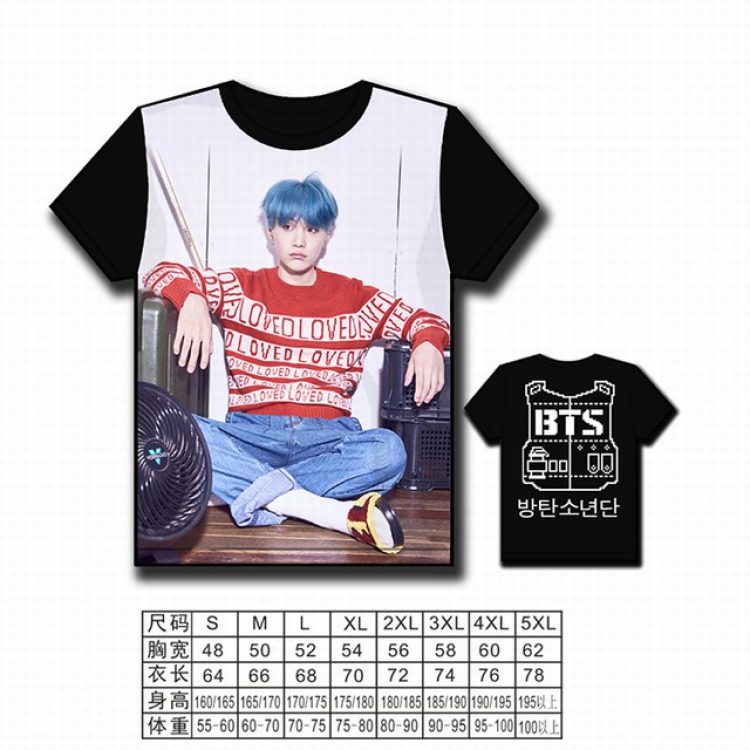 BTS Korean star full color printed short-sleeved T-shirt S M L XL 2XL 3XL 4XL 5XL