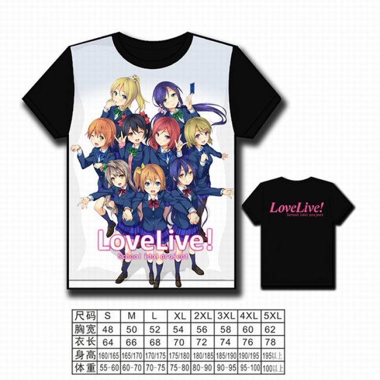 LoveLive! Full color printed short-sleeved T-shirt S M L XL 2XL 3XL 4XL 5XL