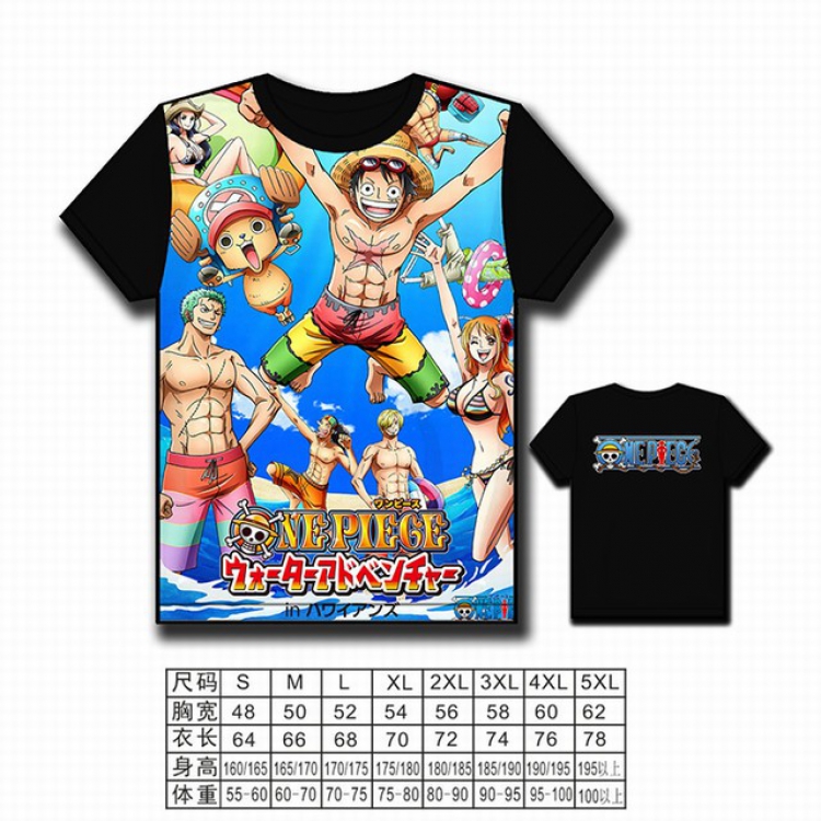 One Piece Full color printed short-sleeved T-shirt S M L XL 2XL 3XL 4XL 5XL NO FILLING