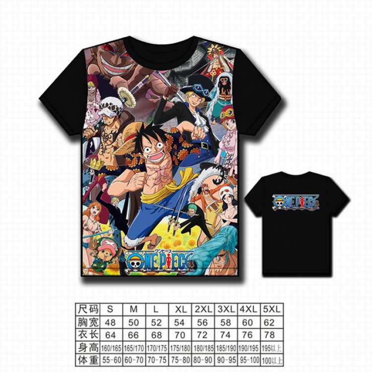 One Piece Full color printed short-sleeved T-shirt S M L XL 2XL 3XL 4XL 5XL NO FILLING