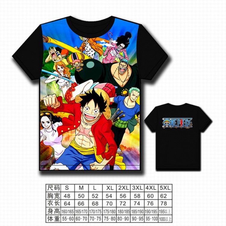 One Piece Full color printed short-sleeved T-shirt S M L XL 2XL 3XL 4XL 5XL NO FILLING
