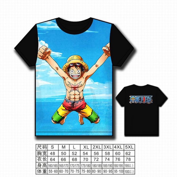 One Piece Full color printed short-sleeved T-shirt S M L XL 2XL 3XL 4XL 5XL NO FILLING