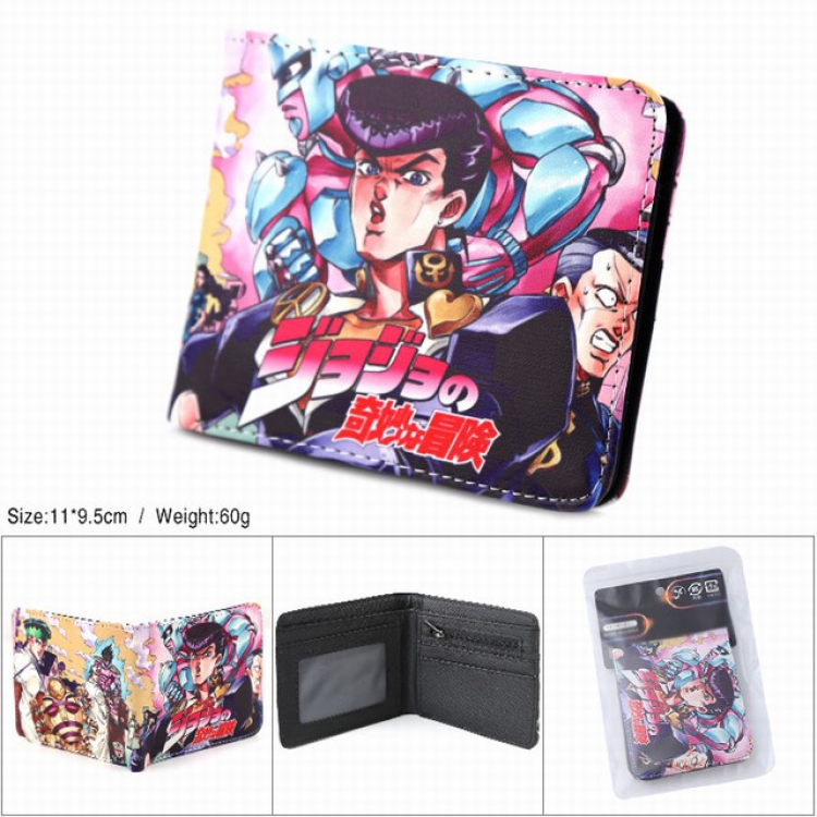 JoJos Bizarre Adventure Full color silk screen two fold short card bag wallet purse