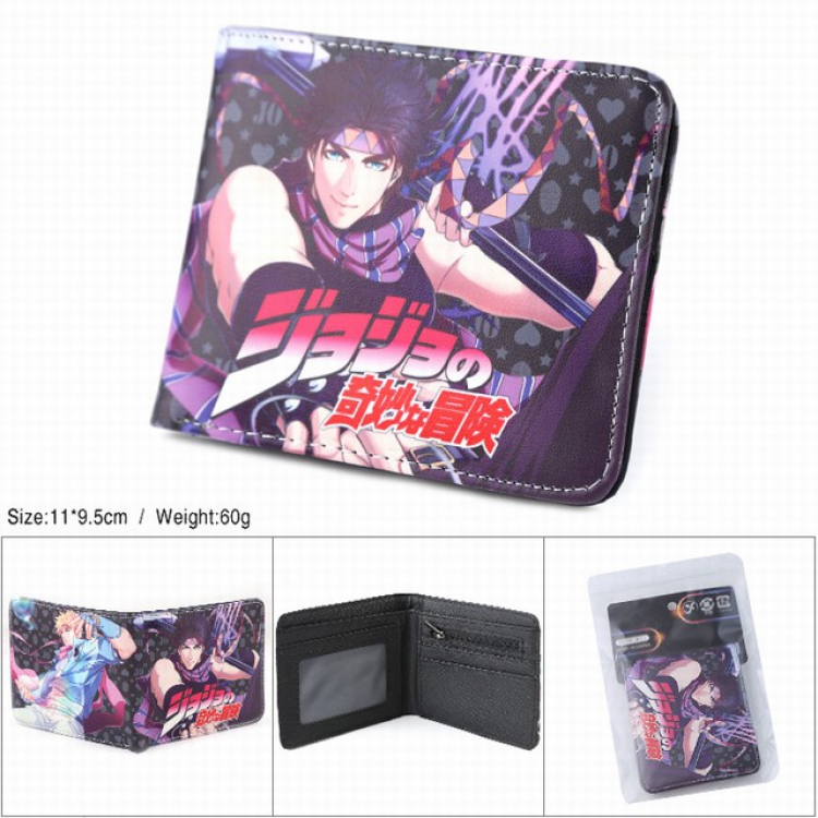 JoJos Bizarre Adventure Full color silk screen two fold short card bag wallet purse