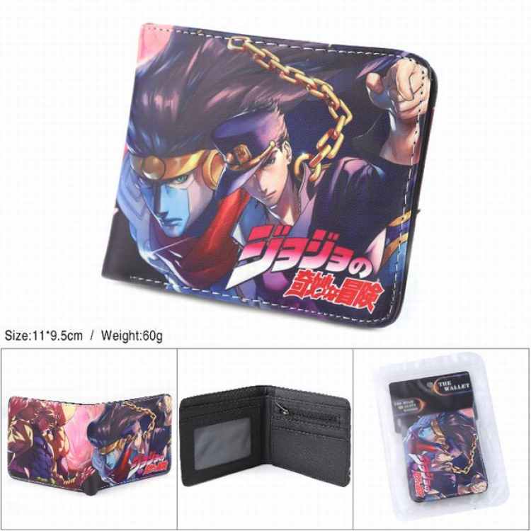 JoJos Bizarre Adventure Full color silk screen two fold short card bag wallet purse