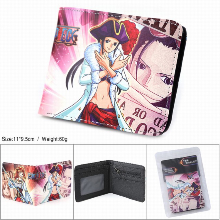 One Piece Nico·Robin  Full color silk screen two fold short card bag wallet purse