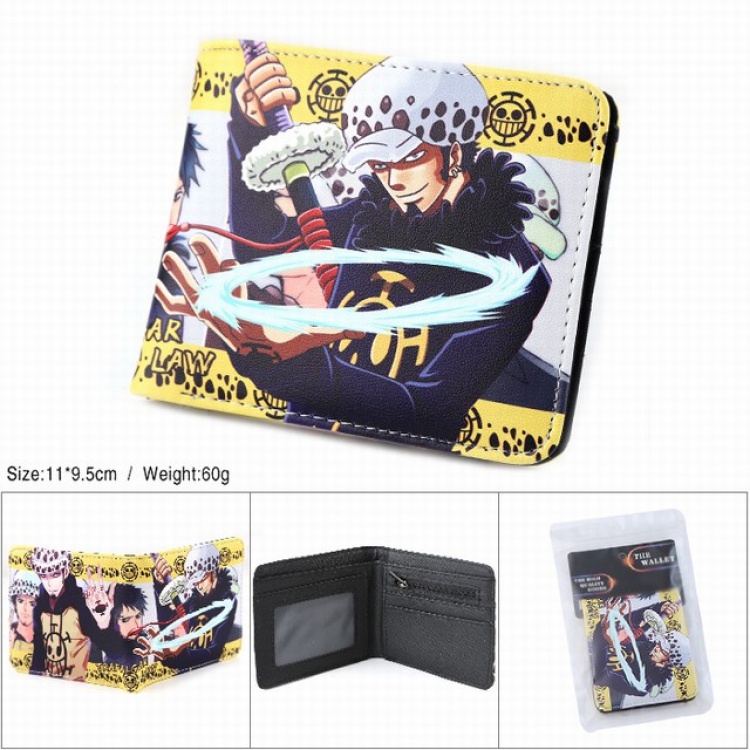 One Piece Trafalgar Law Full color silk screen two fold short card bag wallet purse One Piece Nico·Robin  Full color sil