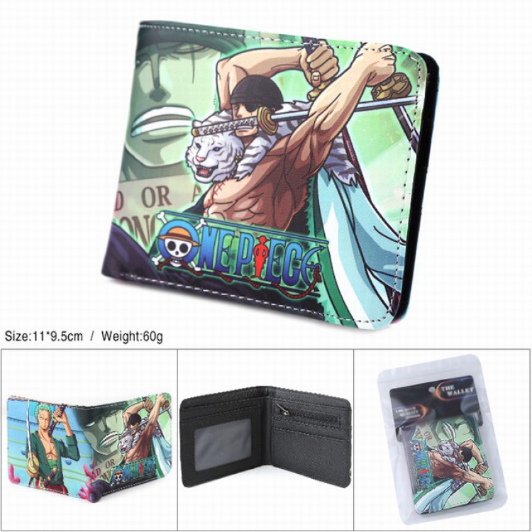 One Piece Roronoa Zoro Full color silk screen two fold short card bag wallet purse