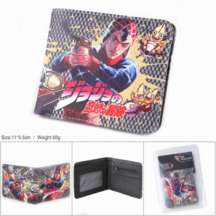 JoJos Bizarre Adventure Full color silk screen two fold short card bag wallet purse