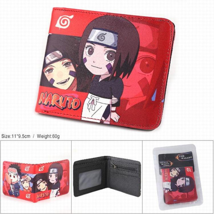 Naruto Sasuke Full color silk screen two fold short card bag wallet purse