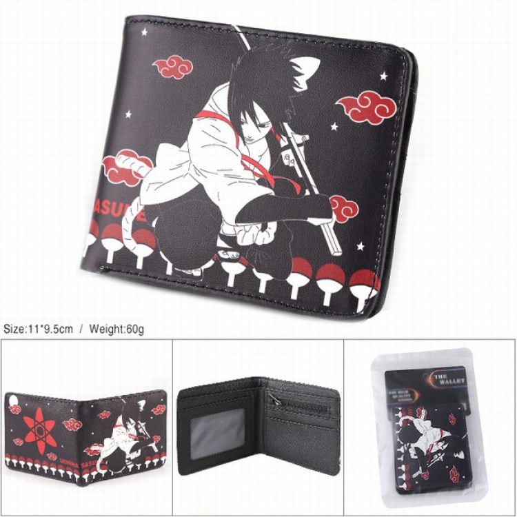 Naruto Full color silk screen two fold short card bag wallet purse