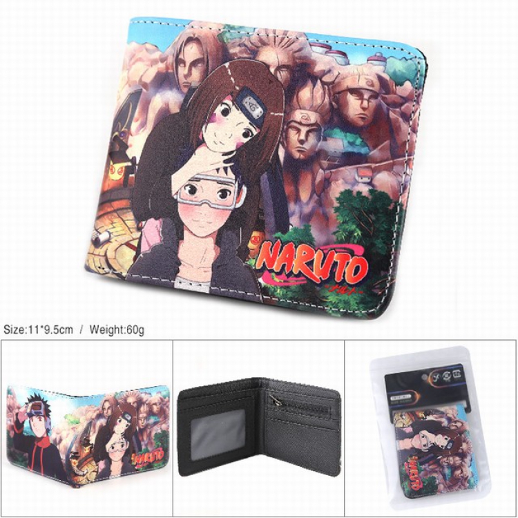 Naruto Full color silk screen two fold short card bag wallet purse