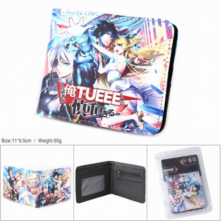 The Hero Is Overpowered but Overly Cautious Full color silk screen two fold short card bag wallet purse