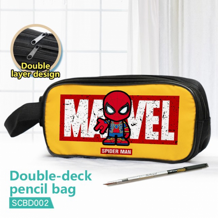 SCBD002-Spiderman Double waterproof pencil case 25X7X12CM