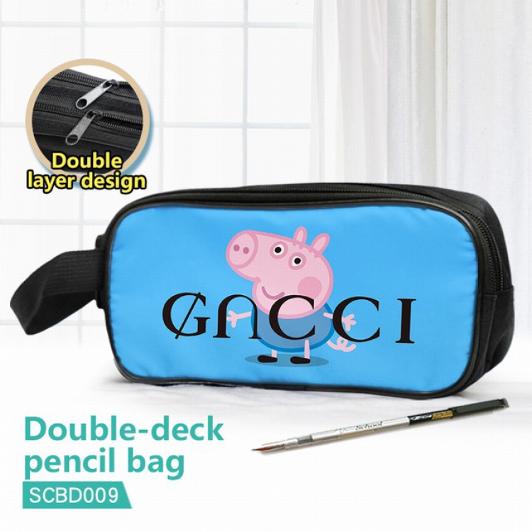 SCBD009-Peppa pig Double waterproof pencil case 25X7X12CM