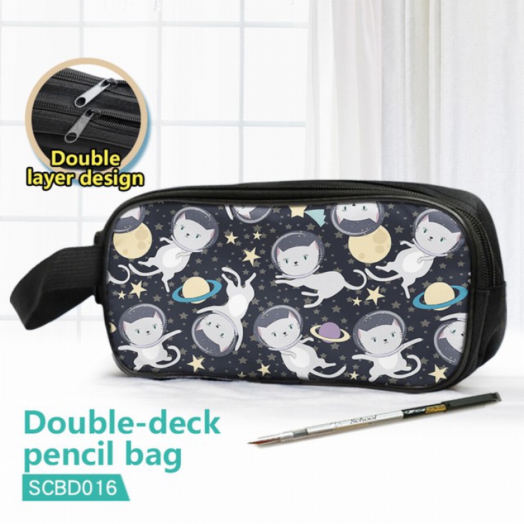 SCBD016-Felis catus Double waterproof pencil case 25X7X12CM