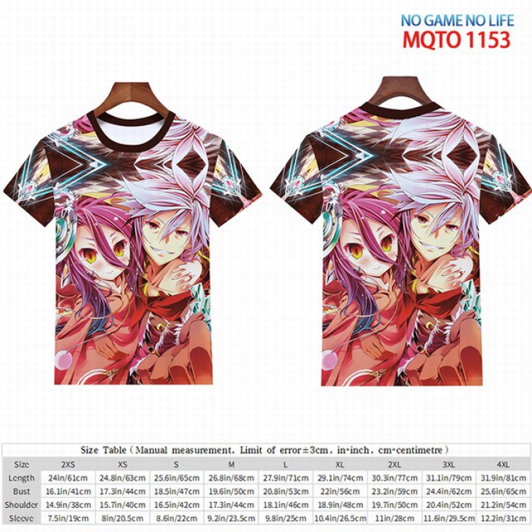 No Game No life Full color short sleeve t-shirt 9 sizes from 2XS to 4XL MQTO-1153